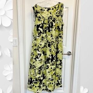 Maya Brooke Green Black Dress MIDI size 2X